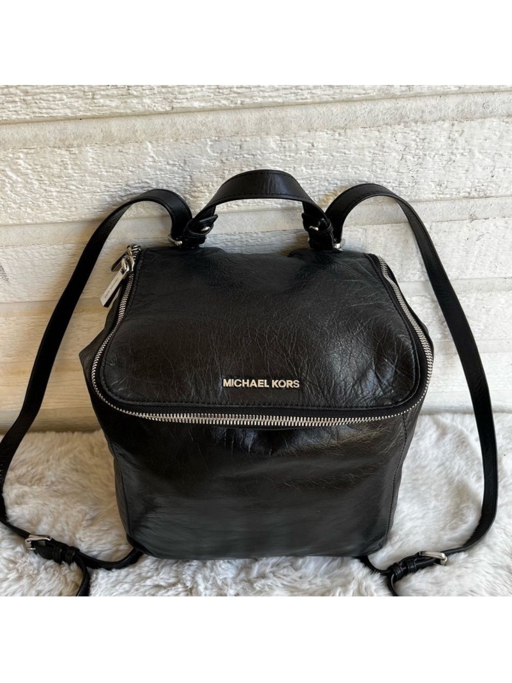 MICHAEL KORS Lisbeth Sable Tribeca Quinn Backpack Shoulder Bag Black Leather - Picture 2 of 10